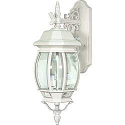 Central Park White with Clear Beveled Panels 3-Light Wall Lantern Transitional