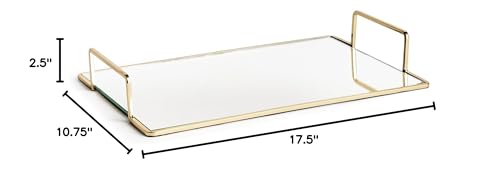 Decorative Tray Small 17.5"x10.75" Gold Glass Mirrored Finish - Diamond Home USA