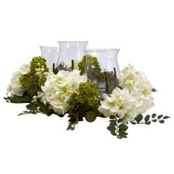 Hydrangea Plants Triple Candelabrum Artificial Plant Floral Flower Arrangments - Diamond Home USA
