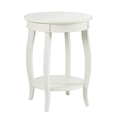 Penelope White Round Table with Shelf Beach Modern Contemporary MDF Wood Painted - Diamond Home USA