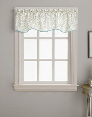 CHF Morocco Ogee Print Scallop Window Kitchen Curtain Valance Rod Pocket 58W x - Diamond Home USA