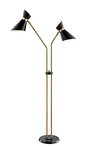 Lite Source Jared 60" Black and Antique Brass 2-Arm Floor Lamp - Diamond Home USA