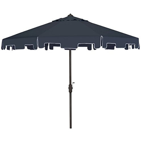 Safavieh Zimmerman Navy Aluminum Tilt and Crank 9-foot Crank Market Patio Blue