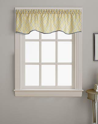 CHF Morocco Ogee Print Scallop Window Kitchen Curtain Valance Rod Pocket 58W x - Diamond Home USA