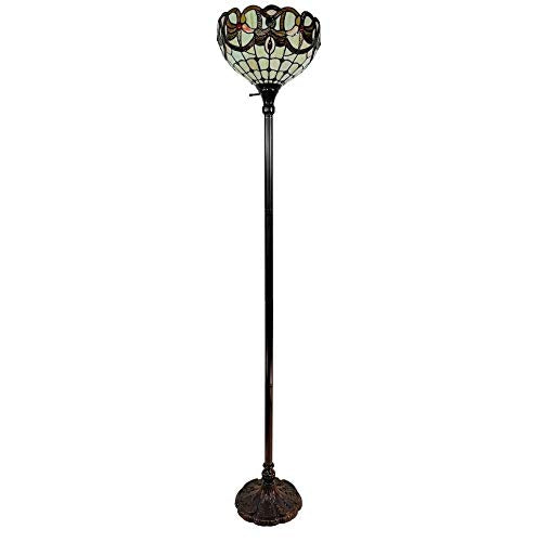 Floor Lamp Standing 72" Tall Stained Glass Tan Bedroom Reading Gift Am279fl14b - Diamond Home USA