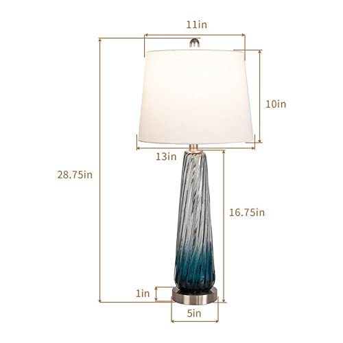 28.75" Gradient Blue Bedside Table Lamp Set (Set of 2) Clear Modern Contemporary - Diamond Home USA