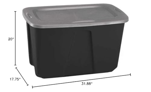 Homz 6630GRBKTS.06 Storage Tote 32 Gal Black/Gray - Diamond Home USA