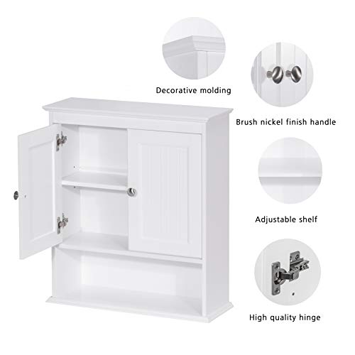 Wall Spacesaver Storage Cabinet Over The Toilet with Door Wooden White Yellow - Diamond Home USA