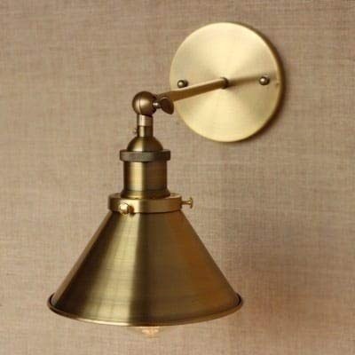 1-Light Wall Sconce with Metal Cone Shade Brass Yellow Industrial Dimmable - Diamond Home USA