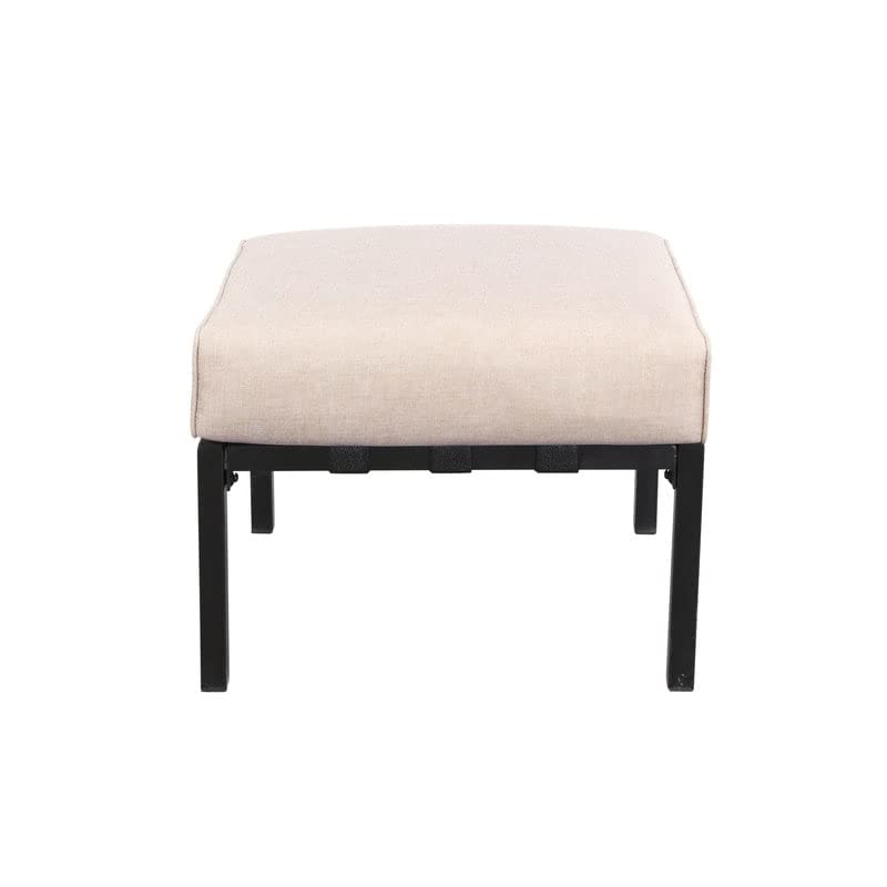 Patio Festival Outdoor Wave-arm Col. Metal Ottoman with Cushion Beige Modern - Diamond Home USA