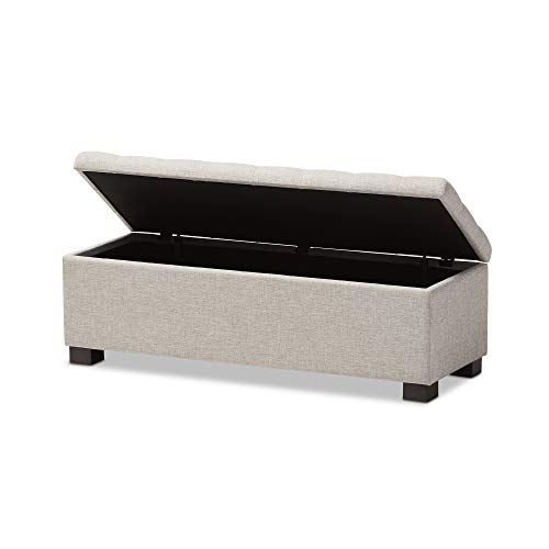 Modern and Contemporary ige Fabric Upholstered Grid-tufting Storage Ottoman - Diamond Home USA