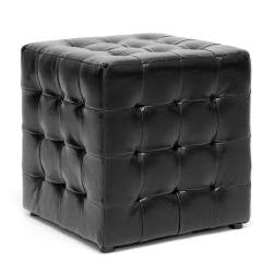 Las Black Cube Ottoman (Set of 2) Modern Contemporary Solid Square Faux - Diamond Home USA