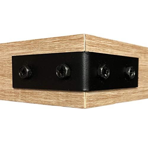 InPlace 36" W x 9.25" D x 2" H Oak Floating Shelf with Metal Corners 9602068E - Diamond Home USA