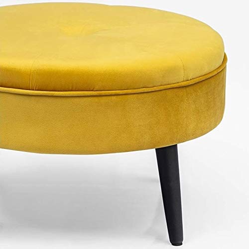 Round Tufted Fabric Ottoman Yellow - Diamond Home USA