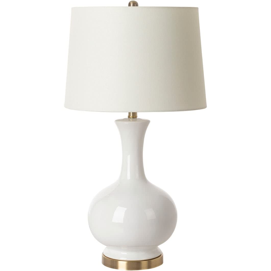 Glossy Curvy Modern Table Lamp 29" h X 16" w 16" d Gold White Contemporary
