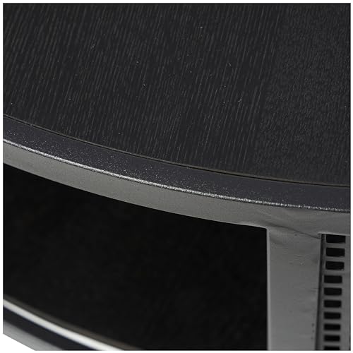 Black Metal Open Grid Frame 1 Shelf Coffee Table with Gold Legs Modern - Diamond Home USA