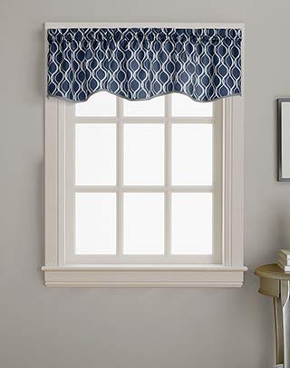 CHF Morocco Ogee Print Scallop Window Kitchen Curtain Valance Rod Pocket 58W x - Diamond Home USA