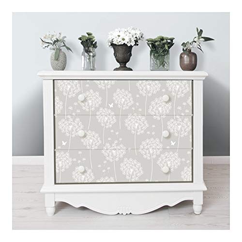 Dandelion Grey Peel Stick Wallpaper X 20.5in Nature Modern Contemporary Wildlife - Diamond Home USA