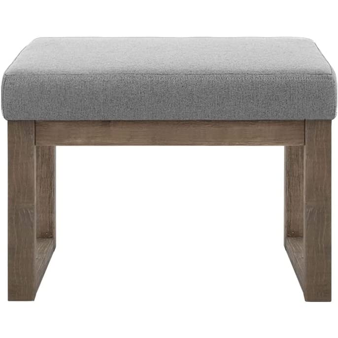 27 Inch ngle Ottoman Fabric Bench Grey|Grey Medium Grey Classic Solid - Diamond Home USA
