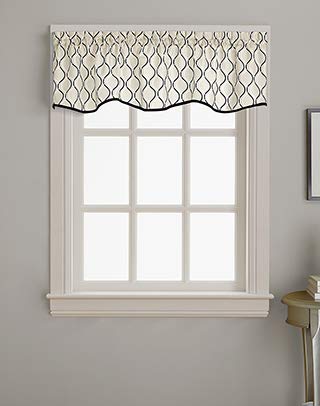 CHF Morocco Ogee Print Scallop Window Kitchen Curtain Valance Rod Pocket 58W x - Diamond Home USA