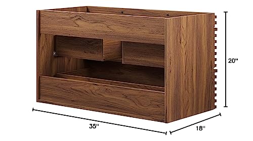 Modway Render 36" Wall-Mount Bathroom Vanity Cabinet in Walnut-Sink Basin Not - Diamond Home USA