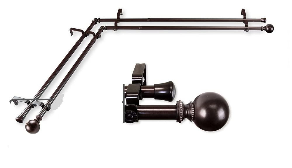 InStyleDesign Tegan Corner Window Double Curtain Rod 13/16 inch Dia. Cocoa 48-84 48-84 inches - Cocoa
