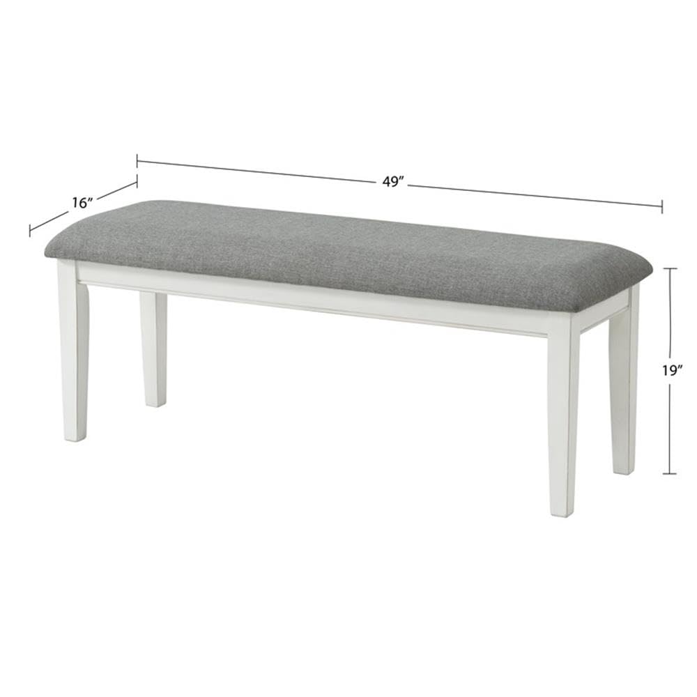 Martin Svensson Home Del Mar Dining Bench Antique White and Grey Linen - Diamond Home USA