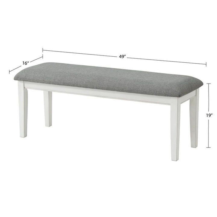 Martin Svensson Home Del Mar Dining Bench Antique White and Grey Linen - Diamond Home USA