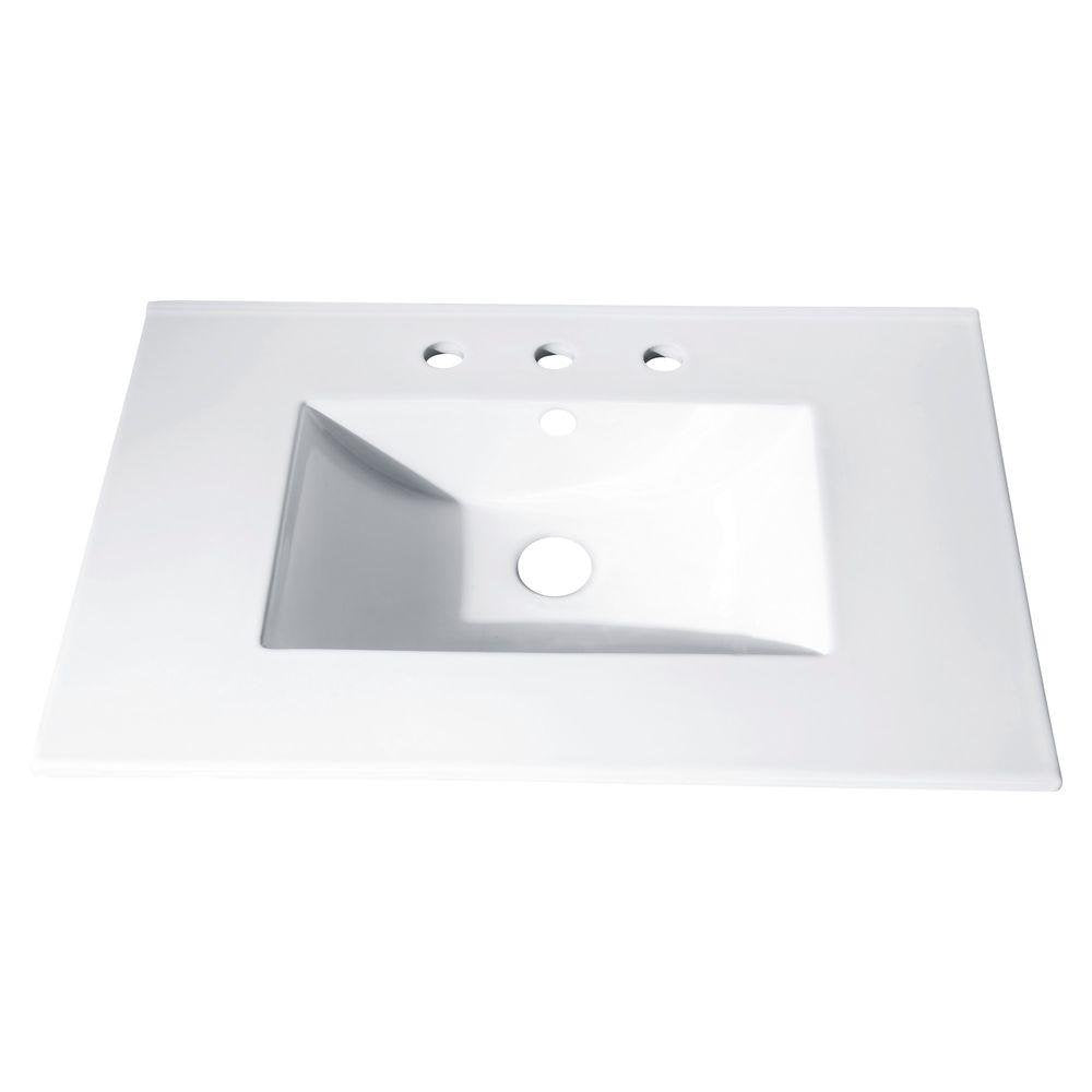 37 in. Vitreous China Top with Integrated Bowl (8" Holes)