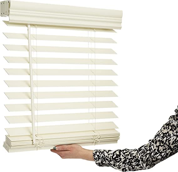 2" Cordless Faux Wood Blind - Smooth Alabaster