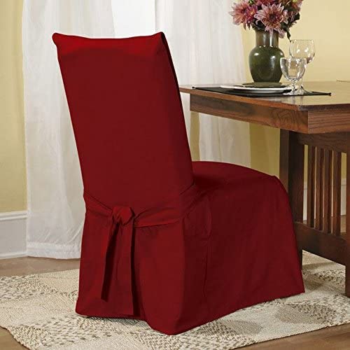 SureFit Cotton Duck Canvas Long Dining Room Chair Covers Dining Chair Cover with - Diamond Home USA