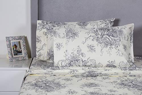 Melange Home 190331 Mélange Home Grey Toile Twin Sheet Set - Diamond Home USA