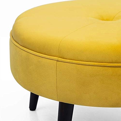 Round Tufted Fabric Ottoman Yellow - Diamond Home USA