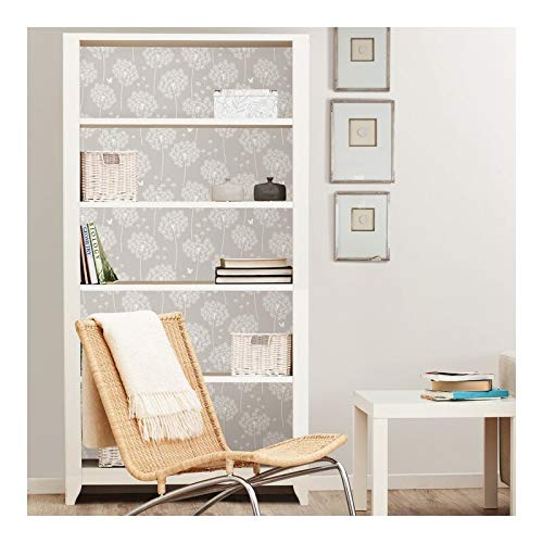 Dandelion Grey Peel Stick Wallpaper X 20.5in Nature Modern Contemporary Wildlife - Diamond Home USA