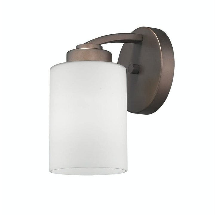 1 Light Bathroom Wall with White Glass and Bronze Finish Brown Modern