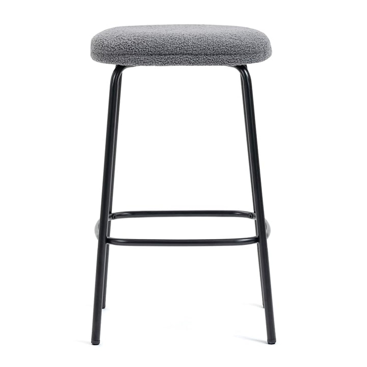 Glamour Home Set of 2 Ayana Gray Boucle Fabric Backless Counter Stool with Black - Diamond Home USA