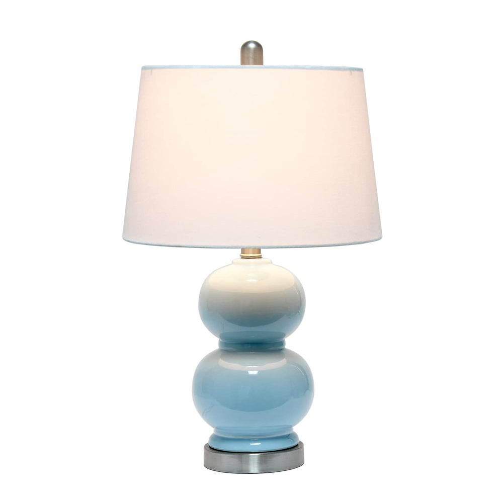 Elegant Designs LT2100-LTB Stacked Stone Double Gourd Ceramic Lamp Light Blue - Diamond Home USA