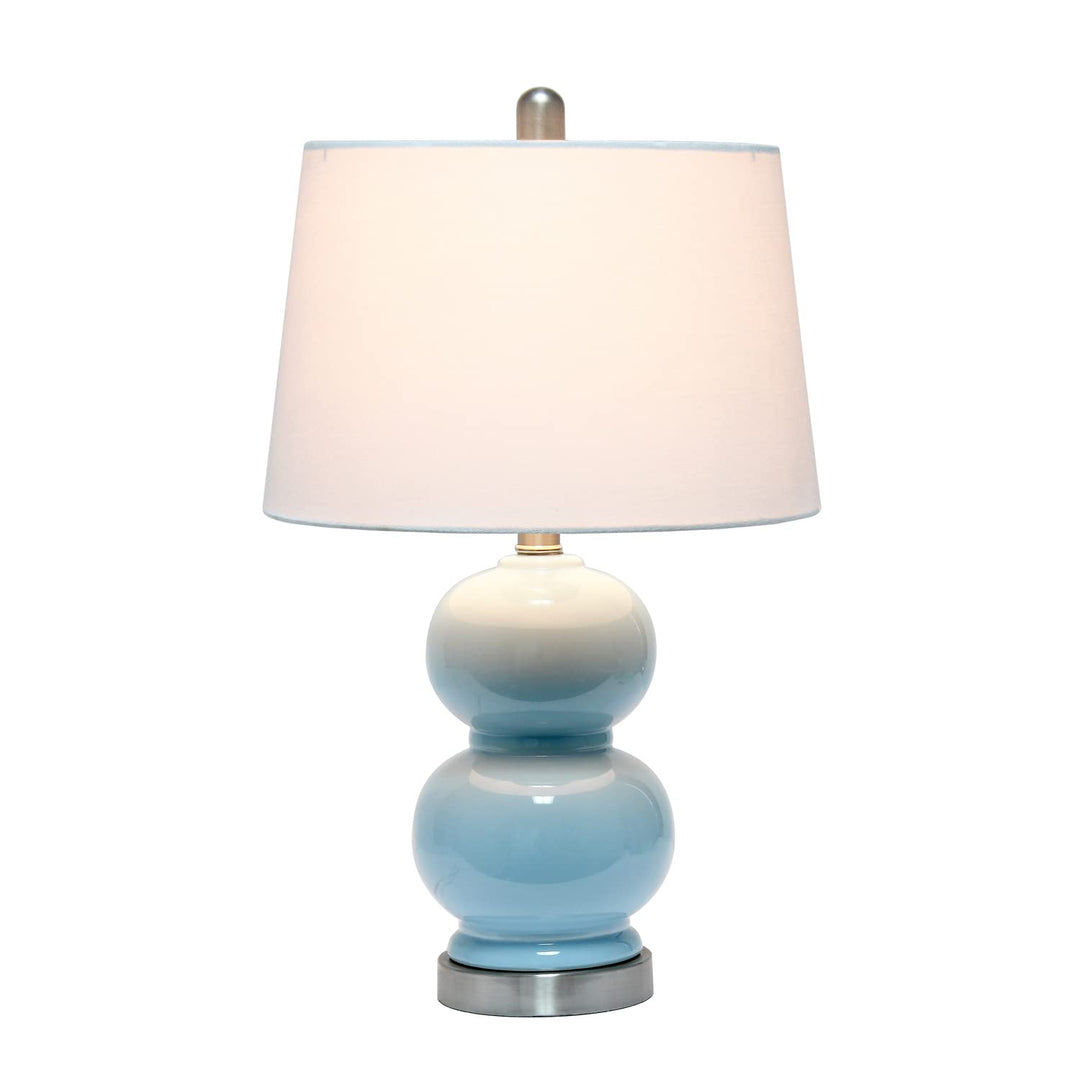 Elegant Designs LT2100-LTB Stacked Stone Double Gourd Ceramic Lamp Light Blue - Diamond Home USA