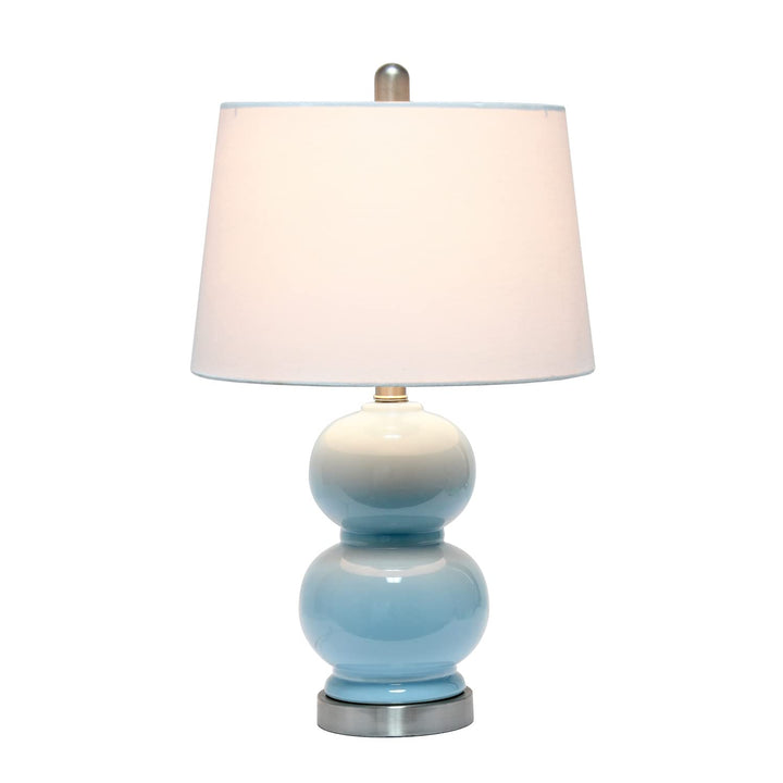 Elegant Designs LT2100-LTB Stacked Stone Double Gourd Ceramic Lamp Light Blue - Diamond Home USA
