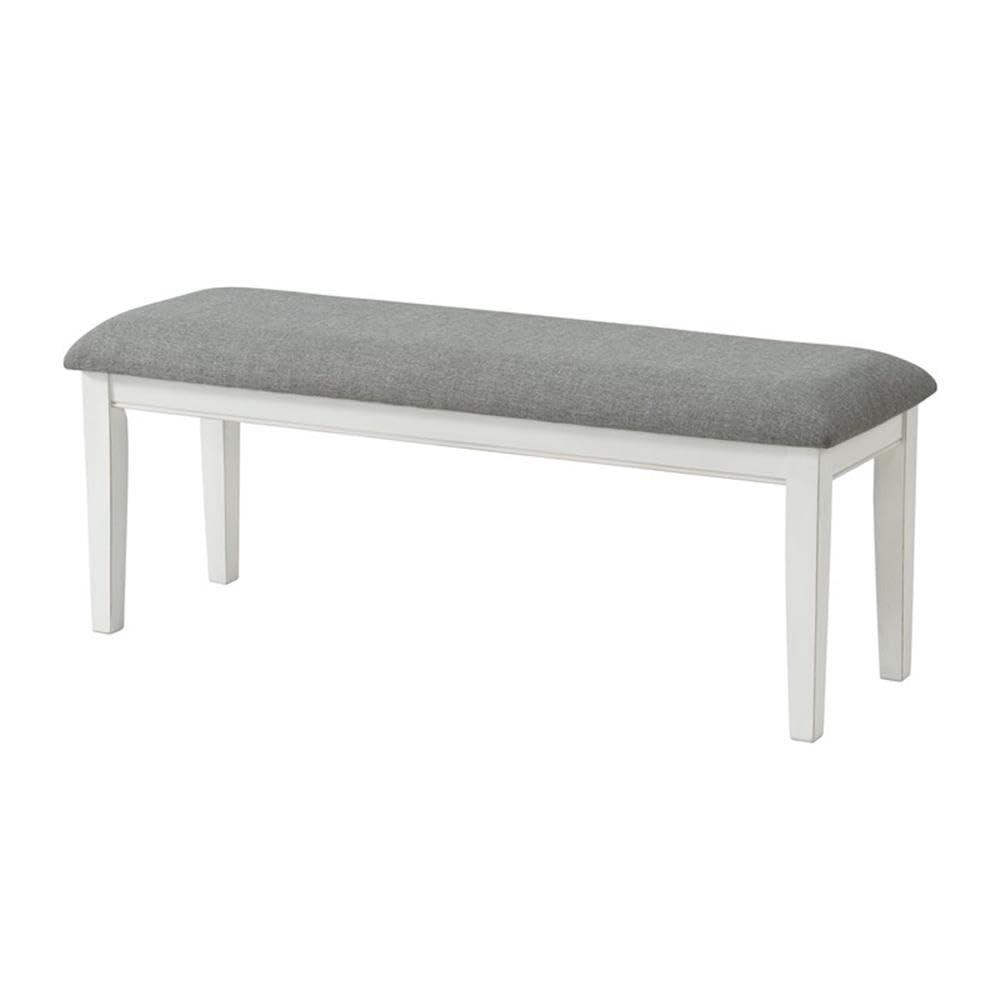 Martin Svensson Home Del Mar Dining Bench Antique White and Grey Linen Single - Antique White and Grey - Dining Height
