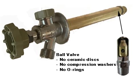 Quarter Ball QB-112MC ¼-turn ball valve frost proof sillcock; 12" wall - Diamond Home USA