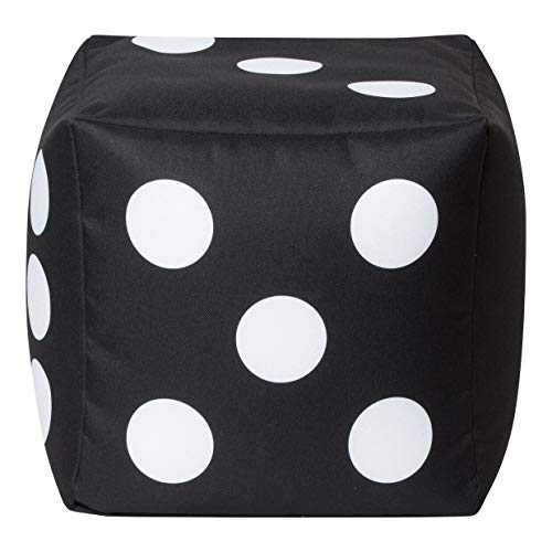 Cube Dice Bean Bag Pouf Black Modern Contemporary Polyester Polystyrene Beads - Diamond Home USA