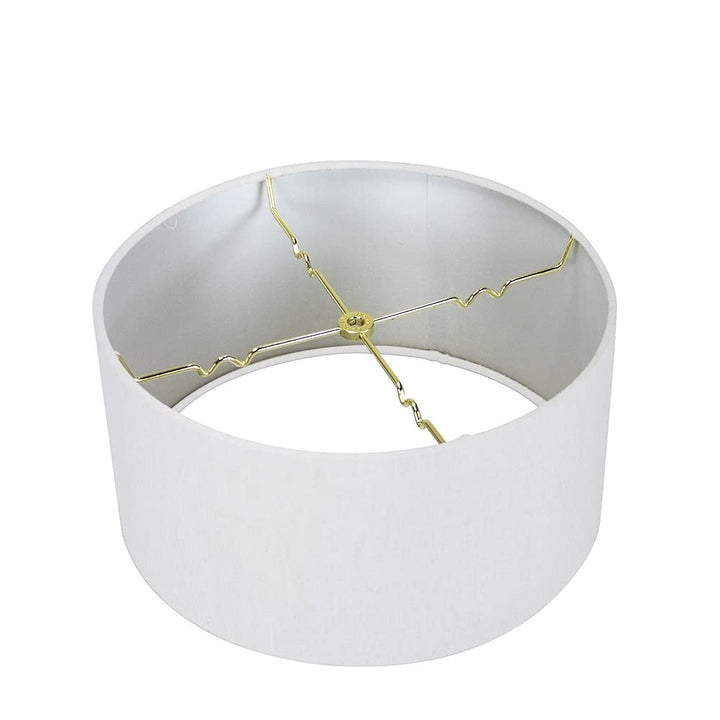 White Linen Hardback Shallow Drum Lampshade 16x16x9 Modern Contemporary - Diamond Home USA