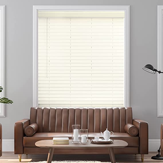 2" Cordless Faux Wood Blind - Smooth Alabaster