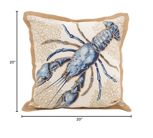 SARO LIFESTYLE Neptunian Collection Cotton Down Filled Throw Pillow 20" Lobster - Diamond Home USA