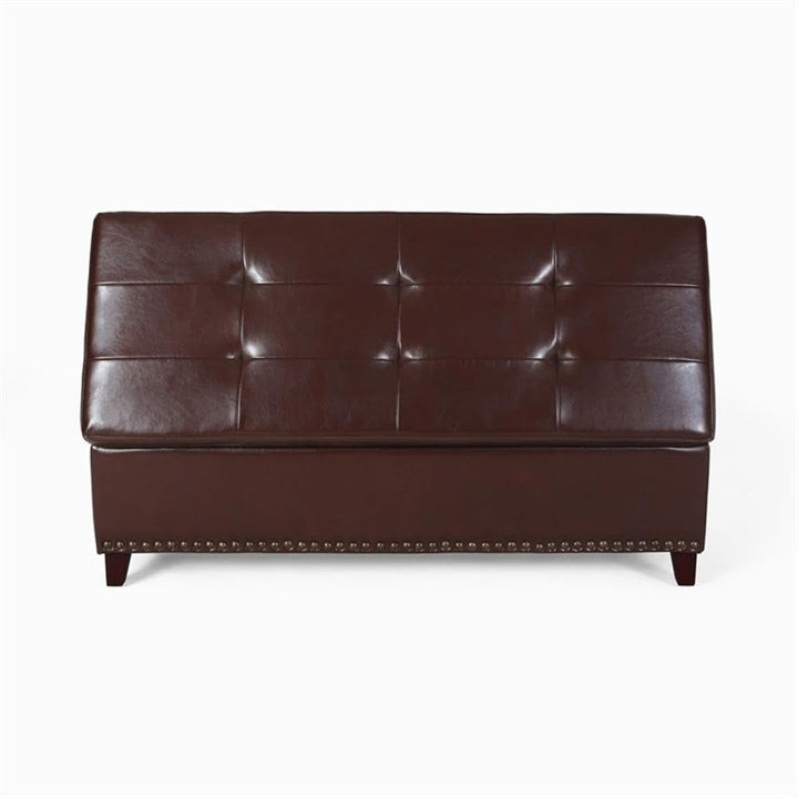 Noble House Gavin Contemporary Storage Ottoman in Chestnut Brown - Diamond Home USA