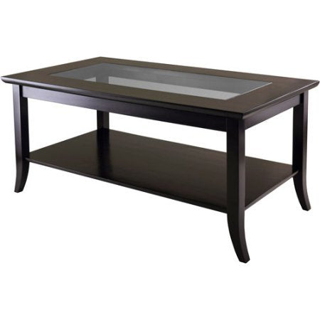 Genoa Square Coffee Table solid and composite Assembly required Espresso with