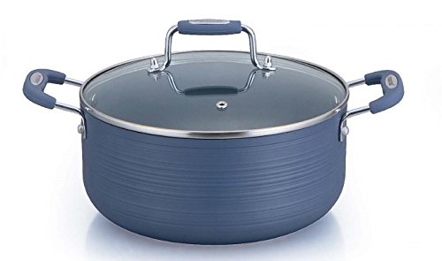 Danico 3 quart Ceramic Non-Stick Stockpot With Glass Lid Matt Blue Small
