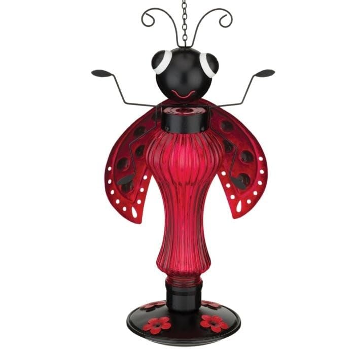 Critter Hummingbird Feeder Ladybug Red Metal