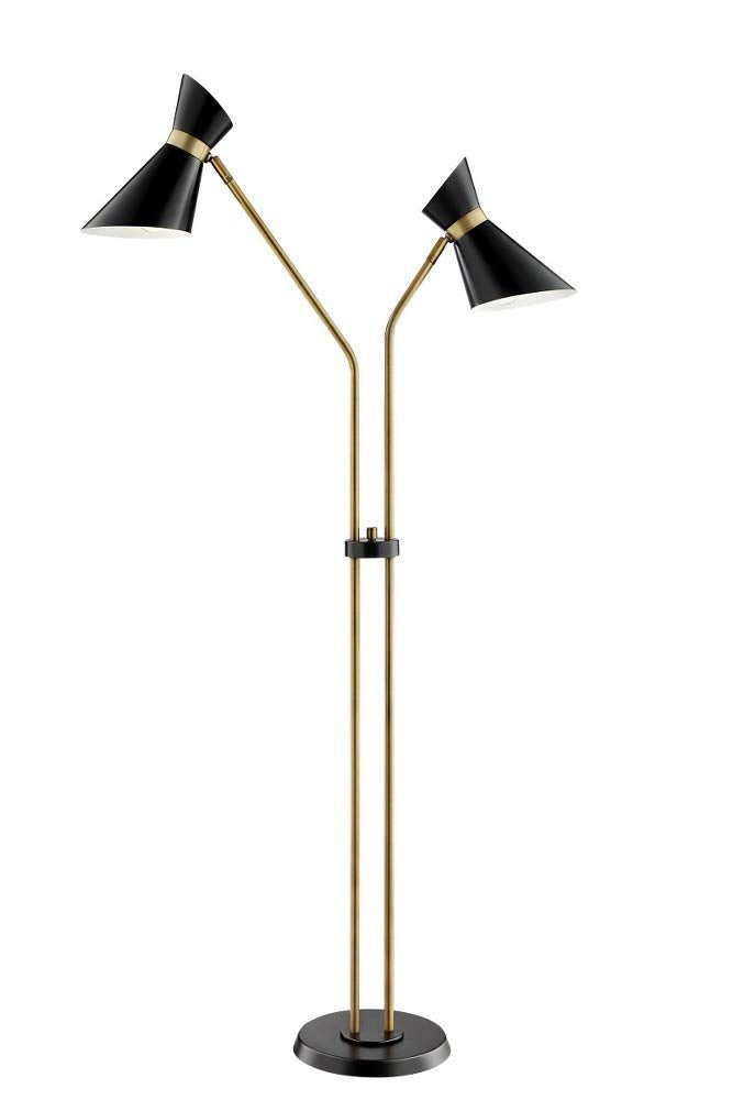 Lite Source Jared 60" Black and Antique Brass 2-Arm Floor Lamp - Diamond Home USA